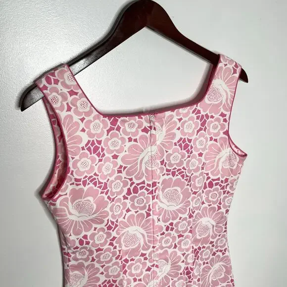 Vintage Lilly Pulitzer Sleeveless Shift Dress Womens 8 Pink White Floral Lace - Picture 6 of 9
